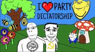 bee beehive communism dictator dictatorship flower gnome green hammer_and_sickle heart hill house multiple_soyjaks mushroom nature plant sky smile subvariant:nucob sun text tree variant:chudjak variant:cobson variant:impish_soyak_ears variant:markiplier_soyjak variant:markiplier_soyjak2 variant:soyak wholesome // 1170x640 // 127.9KB