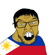 brown_skin clothes country flag glasses hair open_mouth philippines sea_nigger seanigger small_eyes soyjak stubble variant:feraljak // 1500x1500 // 76.4KB