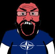 angry balding beard clothes glasses hair nato open_mouth red_face soyjak subvariant:science_lover tshirt variant:markiplier_soyjak // 680x671 // 152.3KB