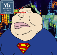 black_hair gynaecomastia laser laser_eyes laser_pointer laser_tag lips red_eyes series:elemental_mutts superhero superman variant:meximutt ytterbium // 974x931 // 544.0KB