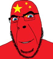 angry blue_eyes china closed_mouth countrywar flag flag:china glasses looking_to_the_left smile soyjak stubble teeth thick_eyebrows variant:cobson // 775x849 // 37.3KB