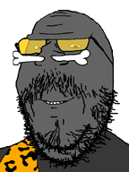 bald bone caveman closed_mouth clothes glasses grey_skin looking_at_you mustache nose small_eyes smile soot soot_colors soyjak_party stubble subvariant:caveman_gapejak teeth tinted_glasses variant:gapejak white_background wrinkles // 600x800 // 43.6KB