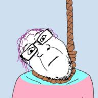 closed_mouth glasses hair hanging merge neutral purple_hair rope soyjak stubble subvariant:neutralplier suicide tranny variant:bernd variant:markiplier_soyjak // 414x415 // 92.2KB