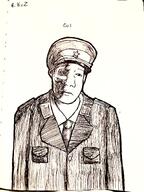 art black_and_white blood breaking_bad cap closed_mouth clothes communism drawfag drawing ear gore gustavo_fring hair hat ink kgb kuz meta:soytober meta:soytober2025 officer_cap skull star suit text variant:kuzjak // 3000x4000 // 10.2MB