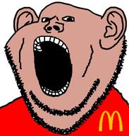 amerimutt brown_skin ear mcdonalds merge mutt open_mouth soyjak stubble subvariant:impish_amerimutt variant:gapejak variant:impish_soyak_ears // 598x628 // 61.0KB