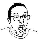 clothes ear glasses hair open_mouth soyjak variant:unknown // 490x582 // 43.4KB