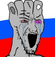 black_eye bloodshot_eyes country crying flag open_mouth politics russia soyjak stretched_mouth stubble variant:soyak vatnik // 664x698 // 150.0KB
