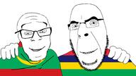 2soyjaks flag flag:mauritania flag:mauritius friendship glasses hair hand happy looking_at_you mauritania mauritius no_more_brother_wars smile soyjak stubble teeth variant:cobson variant:feraljak // 1920x1080 // 64.4KB