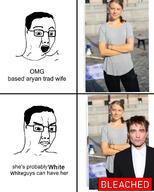 bleached bleachedched glasses greta_thunberg hair meme open_mouth robert_pattinson seething surprised text trend:aryan variant:chudjak // 1080x1350 // 416.3KB