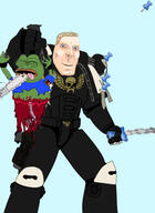 a10 a10_eyes animal animal_abusel aquila artist:salsamaster aryan blue_background blue_eyes blue_shirt chainsaw crying dead eyes_like_the_o-o-cean frog glasses gore holding_head pepe pinned_post power_armor redraw scroll shadow skull smile space_marines subvariant:teutonson tongue variant:cobson variant:wojak warhammer yellow_hair // 2234x3072 // 524.3KB