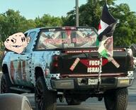 aryan blue_eyes flag:palestine gaza hillbilly irl israel_vs_palestine palestine pickup_truck redneck subvariant:arkansasjak truck variant:impish_soyak_ears // 1916x1550 // 619.0KB