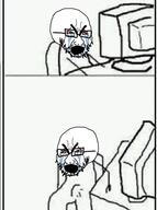angry bloodshot_eyes computer crying erection glasses open_mouth screen soyjak stubble thick_eyebrows variant:cryboy_soyjak // 716x960 // 416.3KB