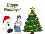 angry arm bloodshot_eyes christmas christmas_tree clothes coal crying full_body glasses hand hat holding_coal leg monkey_dance open_mouth paxiti santa santa_hat soyjak text tranny variant:chudjak vd // 1248x952 // 577.0KB