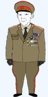 award choicer_voicer communism full_body hammer_and_sickle kgb kolyma kuz medal military military_cap military_hat military_jacket military_uniform russia soviet_army_uniform soviet_union standing transparent_background variant:kuzjak // 500x1000 // 53.4KB