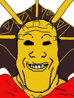 age_of_sigmar armor balthasar_gelt closed_mouth collar fantasy gold grin scar smile variant:markiplier_soyjak warhammer // 600x800 // 66.0KB