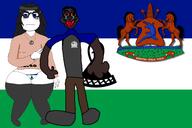 animal arm artist:crimsonvoidhydra1488 assegai avengers basotho basotho_shield beanie bloodshot_eyes blue_eyes blue_shirt blush brown_skin closed_mouth clothes coat_of_arms crocodile crying dress eyelashes female flag flag:lesotho food frown full_body glasses hair hat horse jartycuck jartypedo knobkiere lesotho long_hair merge meta:tagme mokorotlo motto necklace nigger nintendo nintendo_switch no_nose open_mouth peace_sign red_lips redraw sesotho_text shitskin shoe smile soy soyjak soylent soylent_(cacao) subvariant:jartycuck subvariant:unbotheredchud text thick_thighs thigh_highs thong unbothered variant:chudjak variant:soytan video_game // 3288x2196 // 926.7KB