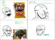 2soyjaks bag brain bug chips closed_mouth comic concerned distorted glasses glowing glowing_eyes glowing_glasses hand lays looking_up multiple_soyjaks open_mouth potato rage_comic scared shadow smile smug stubble subvariant:soyak_(concerned) sweating text variant:feraljak variant:soyak // 642x474 // 151.3KB