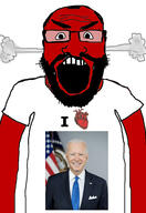 angry balding beard clothes glasses hair heart i_love joe_biden open_mouth red_skin soyjak subvariant:science_lover tshirt variant:markiplier_soyjak // 2816x4096 // 814.5KB