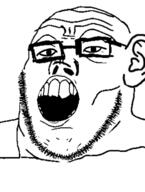 ear glasses merge open_mouth series:fusionjaks soyjak stubble subvariant:wholesome_soyjak variant:feraljak variant:gapejak variant:tony_soprano_soyjak // 1080x1431 // 341.9KB