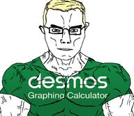 blond blue_eyes closed_mouth desmos glasses math smile soyjak subvariant:muscular_chud variant:chudjak white_skin yellow_skin // 1041x908 // 94.5KB