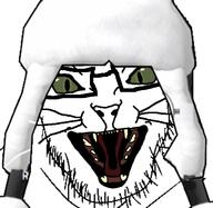 angry animal cat clothes ear fangs furry glasses green_eyes hat hyprobj open_mouth snout soyjak stream stubble subvariant:feral_meowjak ushanka variant:feraljak whisker // 636x621 // 226.2KB
