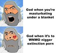 angry beard biting_lip bleached bwc christianity clothes glasses god grey_hair hair irl_background masturbation open_mouth porn queen_of_hearts sky soyjak tattoo text variant:cobson wnwo // 606x552 // 168.8KB