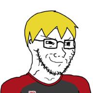 artist:xjanny badge clothes glasses hair nate smirk smug soyjak_party stubble subvariant:soyak_(smug) variant:soyak yellow_hair // 1000x1000 // 25.9KB