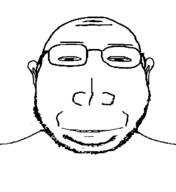 closed_mouth ear front_facing glasses smile soyjak stubble subvariant:gapejak_front subvariant:massjak subvariant:massjak_front variant:gapejak // 571x622 // 10.3KB