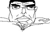 buff closed_mouth ear glasses hair redraw soyjak subvariant:chudjak_front variant:chudjak vein // 227x145 // 2.7KB