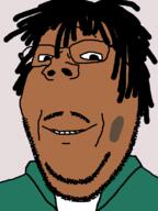 black_skin closed_mouth clothes glasses hair music mustache playboi_carti smile soyjak stubble subvariant:wholesome_soyjak variant:gapejak // 600x800 // 11.6KB