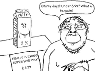 glasses hand_drawn long_nails milk milk_carton monochrome mouth_closed price_tag small_breasts speech_bubble troonella variant:bernd variant:impish_soyak_ears // 1046x787 // 96.8KB