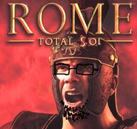 clothes glasses history open_mouth roman rome soyjak stubble subvariant:narge text total_war variant:cobson video_game // 624x588 // 479.5KB