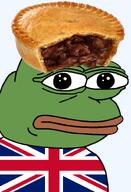 amphibian bald britain british closed_mouth clothes country flag flag:united_kingdom food frog green_skin irl lips looking_at_you meat nas nas:pepe neutral pepe_the_frog pie remaster series:pepe_hat steak_pie transparent_background tshirt united_kingdom // 1008x1479 // 755.1KB