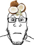 beard coconut food fruit gem glasses looking_at_you neutral nose stubble subvariant:neutralplier variant:markiplier_soyjak white_background // 600x800 // 161.3KB