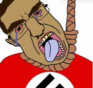 beige_skin big_nose caucasus chechen chudclit flag:nazi_germany front golden_tooth hanging mustache rope subvariant:chudjak_front unibrow variant:chudjak yellow_teeth // 637x600 // 216.4KB