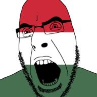 angry country flag glasses hungary open_mouth soyjak stubble variant:cobson // 721x720 // 10.2KB