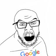angry glasses google goolagle mustache open_mouth soyjak stubble variant:feraljak // 1000x1000 // 234.8KB