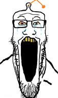 brain brainlet crying glasses open_mouth orange_eyes reddit redditard soyjak stretched_mouth stubble variant:markiplier_soyjak yellow_teeth // 596x1008 // 124.8KB