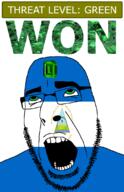 ahegao country emerald flag flag:nicaragua gem glasses green green_eyes hair looking_up nicaragua open_mouth rainbow schlog_color_event soyjak soyjak_blog spanish_text stubble teeth text threat_level_green variant:cobson won // 721x1115 // 164.9KB