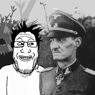 angry are_you_soying_what_im_soying black_and_white bush dirlewanger hair looking_at_each_other nazism oskar_dirlewanger rapist smile variant:markiplier_soyjak // 1280x1280 // 539.4KB