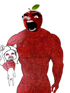 2soyjaks apple buff glasses glegle muscular_male open_mouth red_eyes red_skin strangling variant:bernd variant:cobson // 1120x1482 // 6.3MB