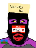 black_skin clothes cross_eyed dap_chhuon(user) downs_syndrome dragos dragos♥️_(hallucination) drool flag:gypsy gypsy happy hat heart hello_my_name_is_(sticker) meta:hallucinated_it_again meta:namefags nigger open_mouth purple_glasses purple_shirt retard romani series:nonexistant_namefags shitskin smile soyjak subvariant:chudplier text vantablack variant:markiplier_soyjak yellow_sclera // 599x803 // 138.5KB