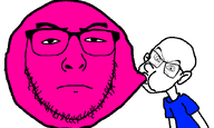 bald blowing blowing_bubbles blue_shirt bubble bubble_gum glasses gum stubble toss variant:feraljak variant:uncjak // 612x365 // 50.4KB