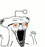 animated antenna arm excited glasses hand hands_up open_mouth poyopoyo poyunpoyun reddit redditard snoo soyjak stubble subvariant:wewjak variant:soyak // 384x400 // 453.9KB