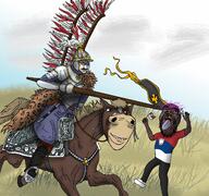 armor classical_art_parody clothes cloud cross embedded feather flag:serbia gem glasses grass hair hat holding_object horse hussar nigger pattern pike pink_hair polack polish saddle serbia serbnigger shitskin shoe spear subvariant:feralsquirrel tranny variant:bernd variant:chudjak variant:feraljak variant:gapejak variant:impish_soyak_ears variant:isaac // 1600x1500 // 1.9MB