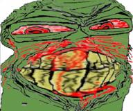 angry blood bloodshot_eyes clenched_teeth distorted ear glasses green nosebleed soyjak stubble subvariant:feralrage variant:feraljak yellow_teeth // 666x555 // 694.5KB