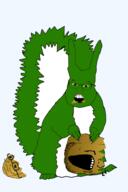 2soyjaks animal arm ear eating full_body glasses green_skin hand leg mustache nut open_mouth plants_vs_zombies soyjak stretched_mouth stubble subvariant:feralsquirrel tail trend:squirreljakking variant:feraljak variant:soyak video_game walnut zombie // 340x512 // 48.3KB