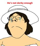 brown_hair closed_eyes closed_mouth clothes crying dork female femjak glasses hat soyjak subvariant:gapejak_female text variant:gapejak white_skin // 940x1100 // 69.3KB