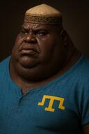 Astrofene_(namefag) ai_generated blue_shirt brown_skin clothes crimean_tatar fat hat large_lips realistic variant:meximutt // 1024x1536 // 2.9MB