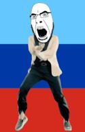 angry animated country dance flag flag:luhansk full_body gangnam_style glasses irl luhansk open_mouth soyjak stubble variant:cobson // 300x460 // 503.9KB